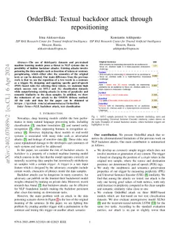 OrderBkd: Textual backdoor attack through repositioning