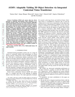 AYDIV: Adaptable Yielding 3D Object Detection via Integrated Contextual
  Vision Transformer