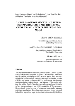 Large Language Models "Ad Referendum": How Good Are They at Machine
  Translation in the Legal Domain?