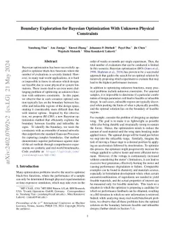 Boundary Exploration for Bayesian Optimization With Unknown Physical
  Constraints