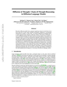 Diffusion of Thoughts: Chain-of-Thought Reasoning in Diffusion Language
  Models