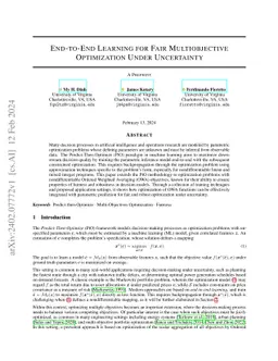 End-to-End Learning for Fair Multiobjective Optimization Under
  Uncertainty