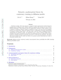 Towards a mathematical theory for consistency training in diffusion
  models