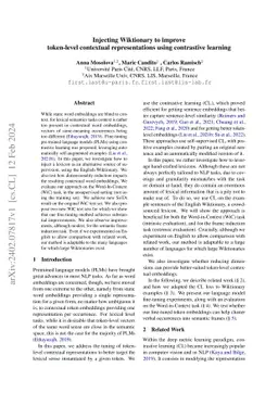 Injecting Wiktionary to improve token-level contextual representations
  using contrastive learning