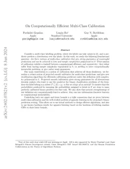 On Computationally Efficient Multi-Class Calibration
