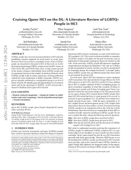 Cruising Queer HCI on the DL: A Literature Review of LGBTQ+ People in
  HCI
