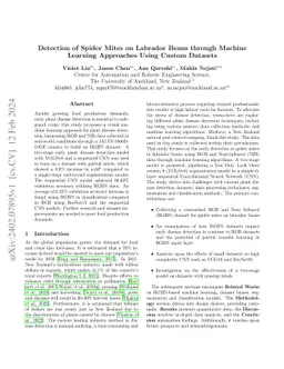 Detection of Spider Mites on Labrador Beans through Machine Learning
  Approaches Using Custom Datasets