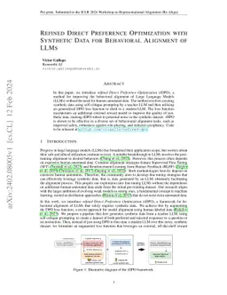 Refined Direct Preference Optimization with Synthetic Data for
  Behavioral Alignment of LLMs