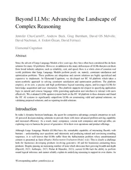 Beyond LLMs: Advancing the Landscape of Complex Reasoning