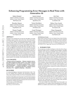 Enhancing Programming Error Messages in Real Time with Generative AI