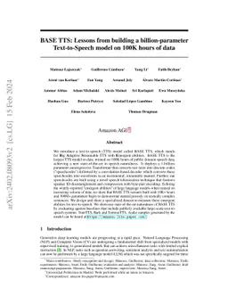 BASE TTS: Lessons from building a billion-parameter Text-to-Speech model
  on 100K hours of data