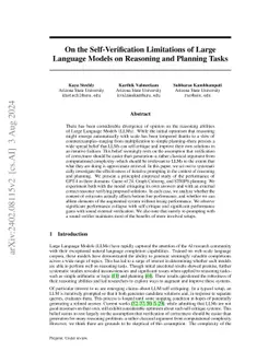 On the Self-Verification Limitations of Large Language Models on
  Reasoning and Planning Tasks