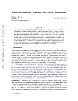 Contextual Multinomial Logit Bandits with General Value Functions