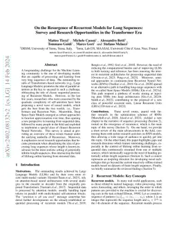 On the Resurgence of Recurrent Models for Long Sequences -- Survey and
  Research Opportunities in the Transformer Era