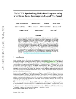VerMCTS: Synthesizing Multi-Step Programs using a Verifier, a Large
  Language Model, and Tree Search