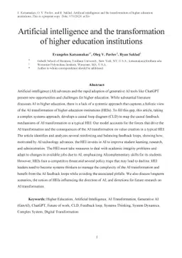 Artificial intelligence and the transformation of higher education
  institutions
