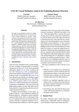 CMA-R:Causal Mediation Analysis for Explaining Rumour Detection