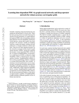 Learning time-dependent PDE via graph neural networks and deep operator
  network for robust accuracy on irregular grids