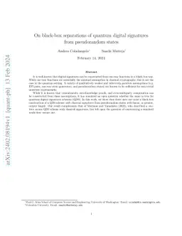 On black-box separations of quantum digital signatures from pseudorandom
  states