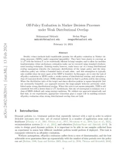 Off-Policy Evaluation in Markov Decision Processes under Weak Distributional Overlap