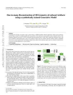 One-to-many Reconstruction of 3D Geometry of cultural Artifacts using a
  synthetically trained Generative Model