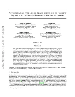Approximating Families of Sharp Solutions to Fisher's Equation with
  Physics-Informed Neural Networks