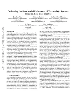 Evaluating the Data Model Robustness of Text-to-SQL Systems Based on
  Real User Queries