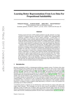 Learning Better Representations From Less Data For Propositional
  Satisfiability