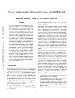 One-shot Imitation in a Non-Stationary Environment via Multi-Modal Skill