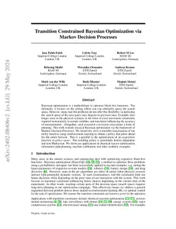 Transition Constrained Bayesian Optimization via Markov Decision
  Processes