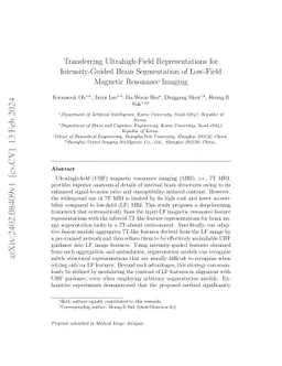 Transferring Ultrahigh-Field Representations for Intensity-Guided Brain
  Segmentation of Low-Field Magnetic Resonance Imaging