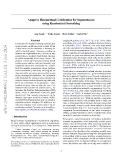 Adaptive Hierarchical Certification for Segmentation using Randomized
  Smoothing