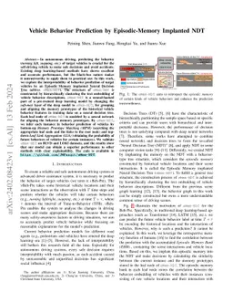 Vehicle Behavior Prediction by Episodic-Memory Implanted NDT