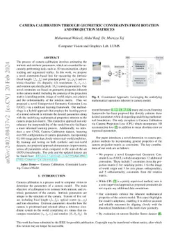 Camera Calibration through Geometric Constraints from Rotation and
  Projection Matrices