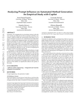 Analyzing Prompt Influence on Automated Method Generation: An Empirical
  Study with Copilot