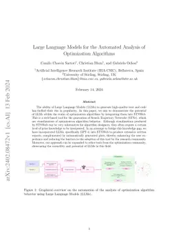 Large Language Models for the Automated Analysis of Optimization
  Algorithms