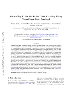 Grounding LLMs For Robot Task Planning Using Closed-loop State Feedback
