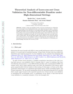 Theoretical Analysis of Leave-one-out Cross Validation for
  Non-differentiable Penalties under High-dimensional Settings