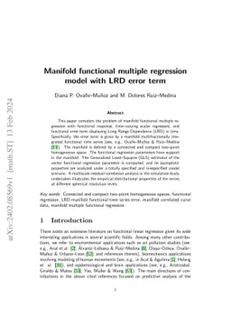 Manifold functional multiple regression model with LRD error term