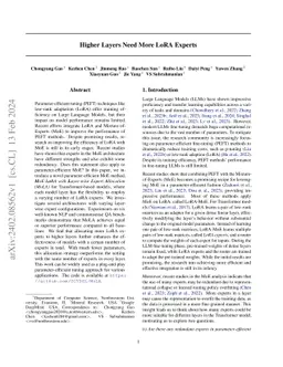 Higher Layers Need More LoRA Experts