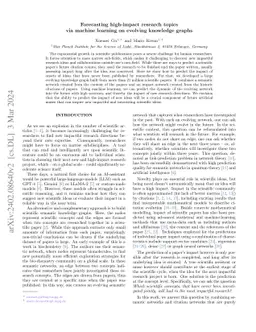 Forecasting high-impact research topics via machine learning on evolving knowledge graphs