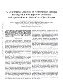 A Convergence Analysis of Approximate Message Passing with Non-Separable
  Functions and Applications to Multi-Class Classification