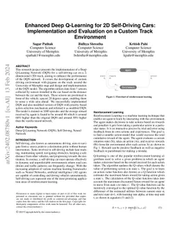 Enhanced Deep Q-Learning for 2D Self-Driving Cars: Implementation and Evaluation on a Custom Track Environment