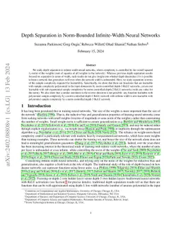 Depth Separation in Norm-Bounded Infinite-Width Neural Networks