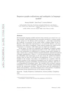 Sequence graphs realizations and ambiguity in language models