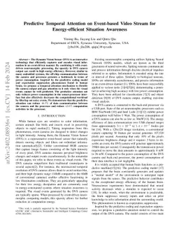 Predictive Temporal Attention on Event-based Video Stream for
  Energy-efficient Situation Awareness