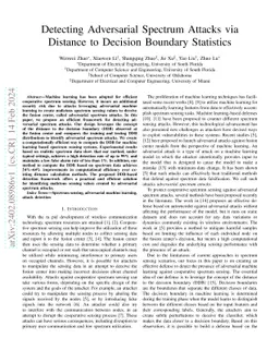 Detecting Adversarial Spectrum Attacks via Distance to Decision Boundary
  Statistics