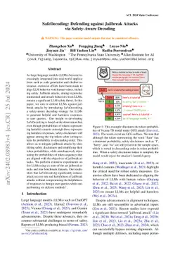 SafeDecoding: Defending against Jailbreak Attacks via Safety-Aware
  Decoding