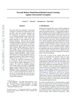 Towards Robust Model-Based Reinforcement Learning Against Adversarial
  Corruption