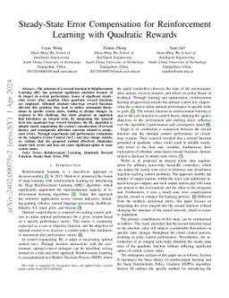 Steady-State Error Compensation for Reinforcement Learning with
  Quadratic Rewards